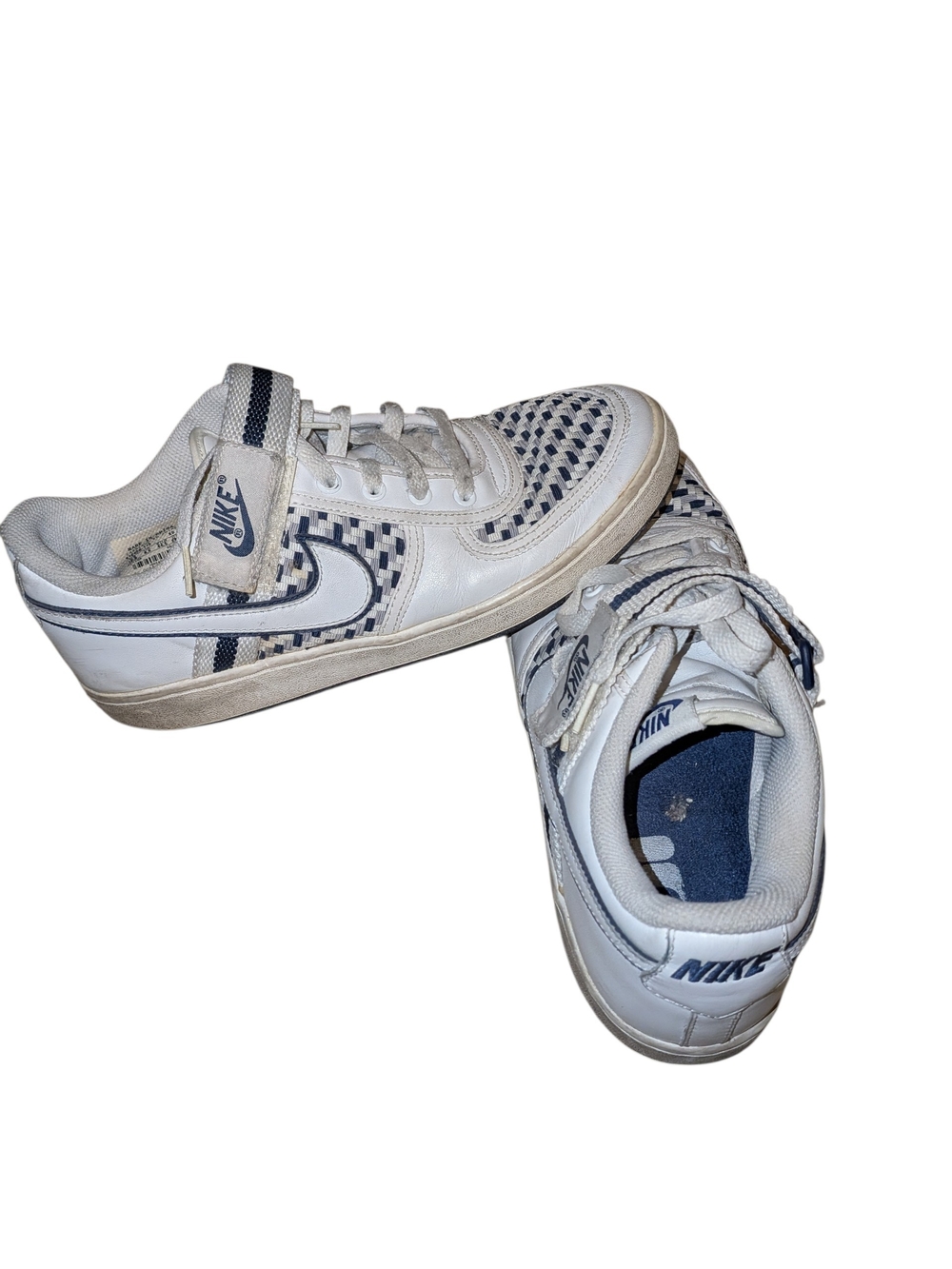 Used Nike Vandal Low Leather Weave White Silver Navy Men's 10.5